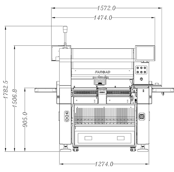 Multi-functional pick and place machine_front side size